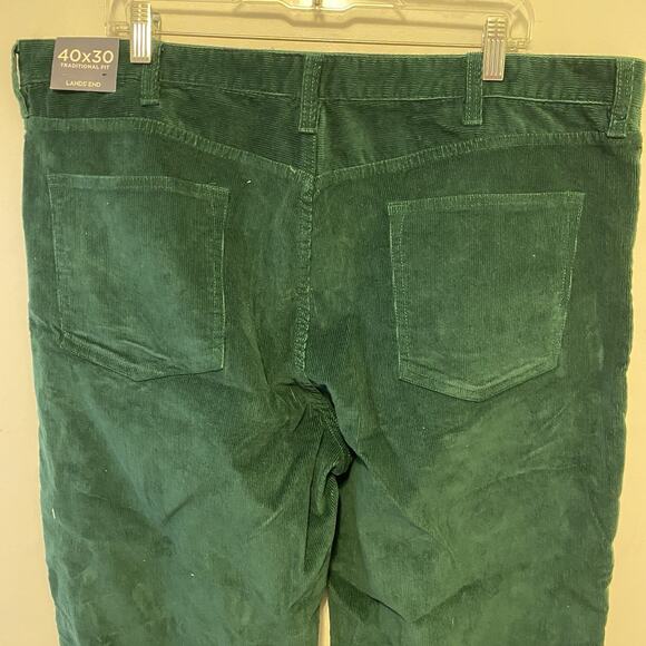 Lands End Mens 40x30 Green Traditional Fit Corduroy Pants Holidays Work Wear New - Picture 8 of 8